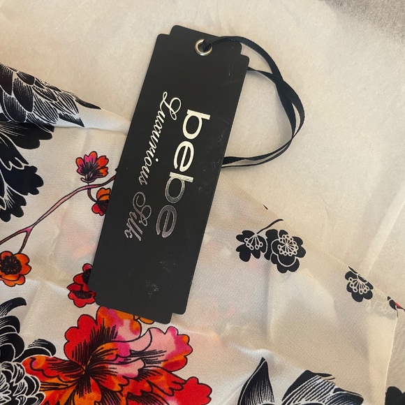 Rare! NWT! Bebe Silk Camisole Flowers Birds Lace Medium - Picture 7 of 12